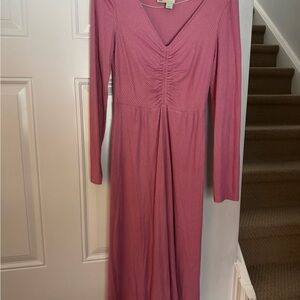 Elegant Pink Long Sleeve Dress